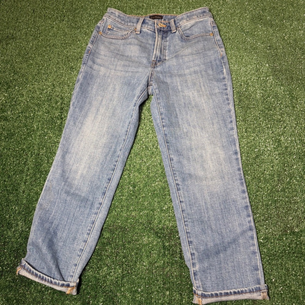 Talbots Modern Ankle Jeans Womens 2P Light Wash Denim Straight Leg Petite 0546